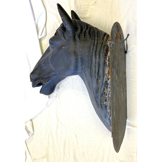 Antique French Life Size Heavy Cast Iron Horse Head Wall Mount Plaque Indoor/ Outdoor For Sale - Image 17 of 18