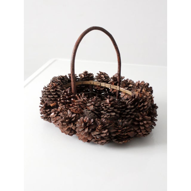 Vintage Handmade Pinecone Basket For Sale - Image 10 of 15