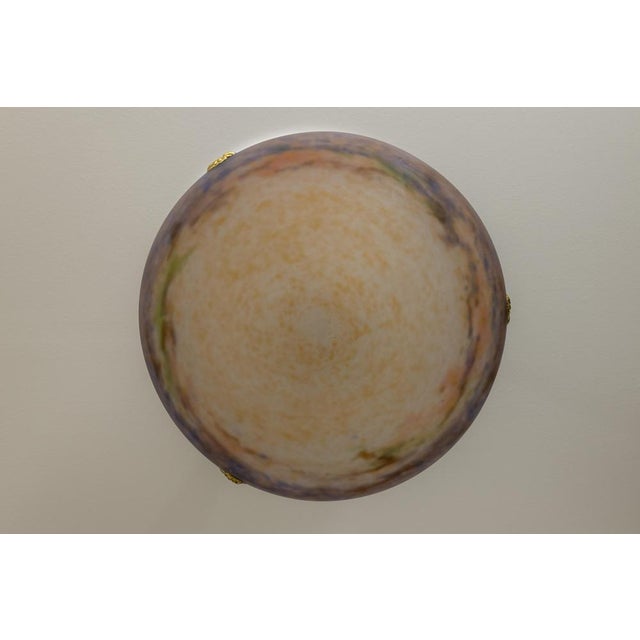 Beige Art Nouveau Violet and Amber Glass and Brass Pendant Light, France, 1920 For Sale - Image 8 of 18