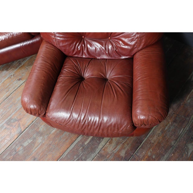 Lounge Chairs in Leather by Sapporo for Mobil Girgi, Italy, 1970s, Set of 2 For Sale - Image 4 of 18
