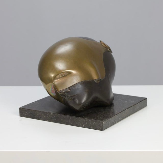 Jos Van Vreeswijk, Masked Face, 1990s, Bronze on Stone Base For Sale - Image 3 of 8