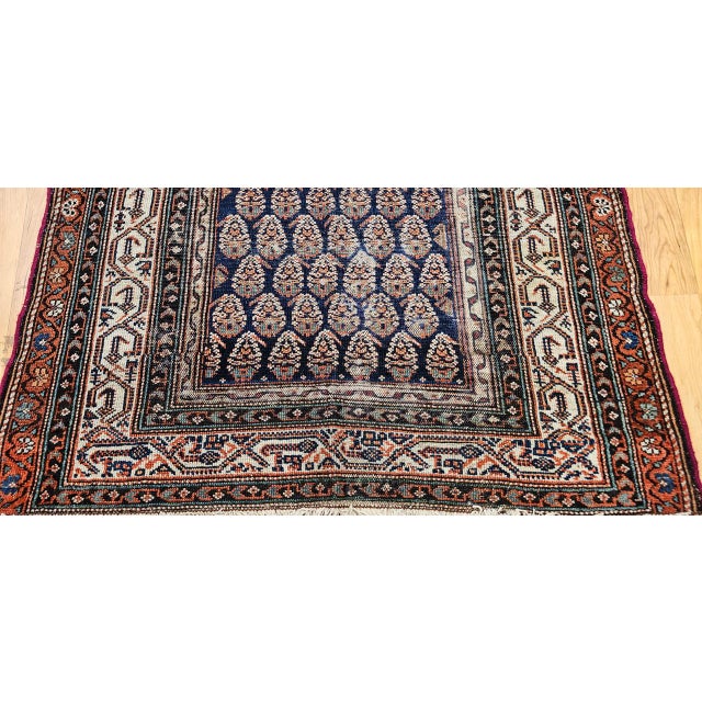 Antique Persian Malayer Rug, Hand-Knotted Wool, Paisley Pattern, 4x6, Navy & Ivory For Sale - Image 9 of 14