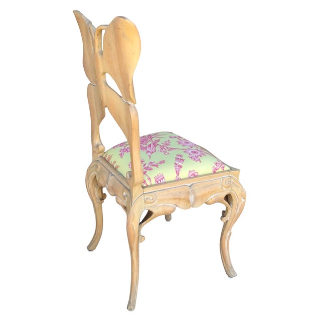 1900 - 1909 Rare Antique Art Nouveau Carved Butterfly Back Chair - 1 of 2 For Sale - Image 5 of 7