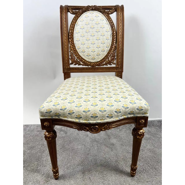 Vintage French Louis XVI Style Oak Side Chairs, Carved Cameo Back, Pair For Sale - Image 4 of 15