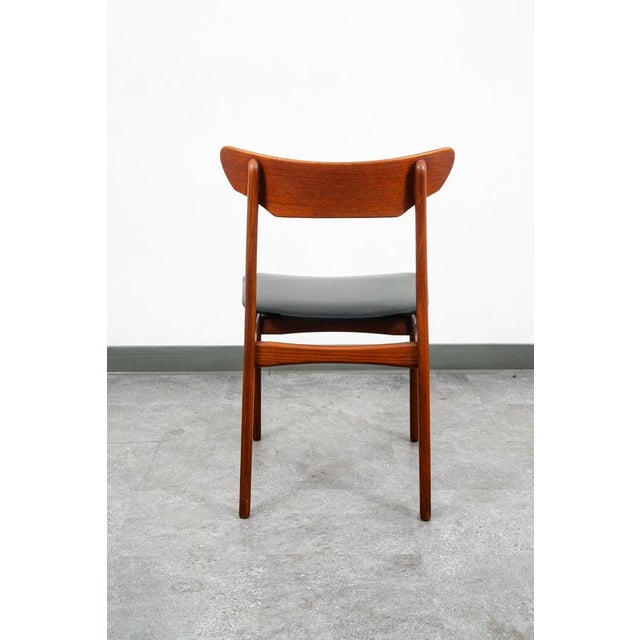 1960s Mid Century Danish Modern Dining Chairs Black Leather Set 2 Pair Teak Elgaard Nm For Sale In Sacramento - Image 6 of 12