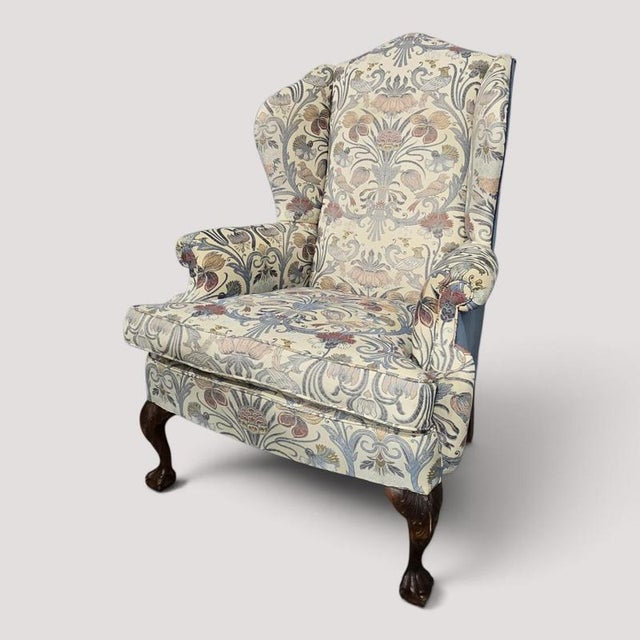 Large Mahogany Framed Wing Armchair For Sale - Image 13 of 13