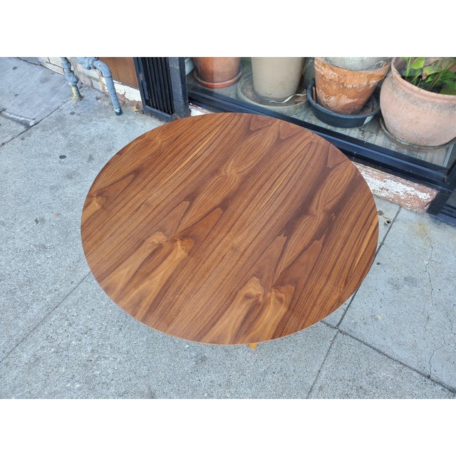 Mid-Century Modern Walnut Round Coffee Table For Sale - Image 3 of 10
