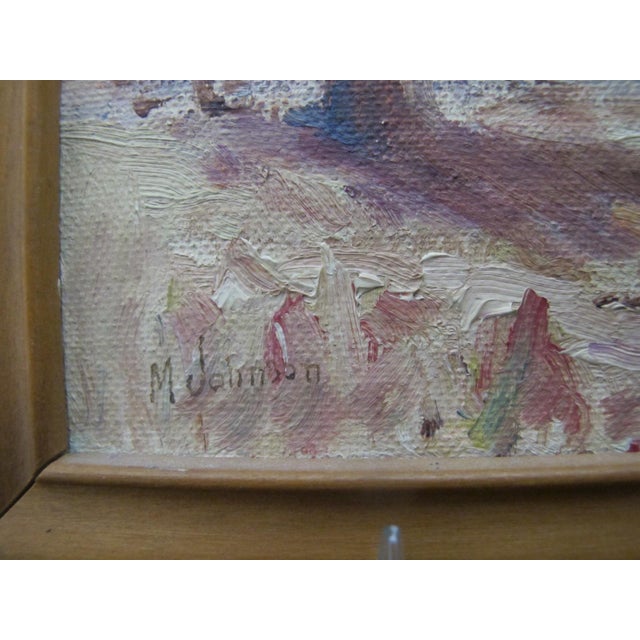 M Johnson Miniature Mountain Tree Landscape Framed Oil Painting II For Sale - Image 4 of 5