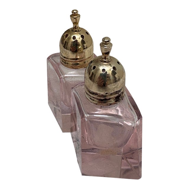 Vintage Mikasa Pink Glass Salt & Pepper Shakers-a Pair For Sale