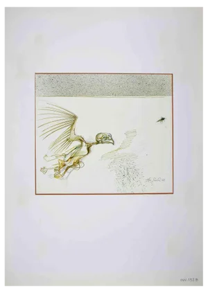 Leo Guida, Monster Bird, Ink & Watercolor, 1972