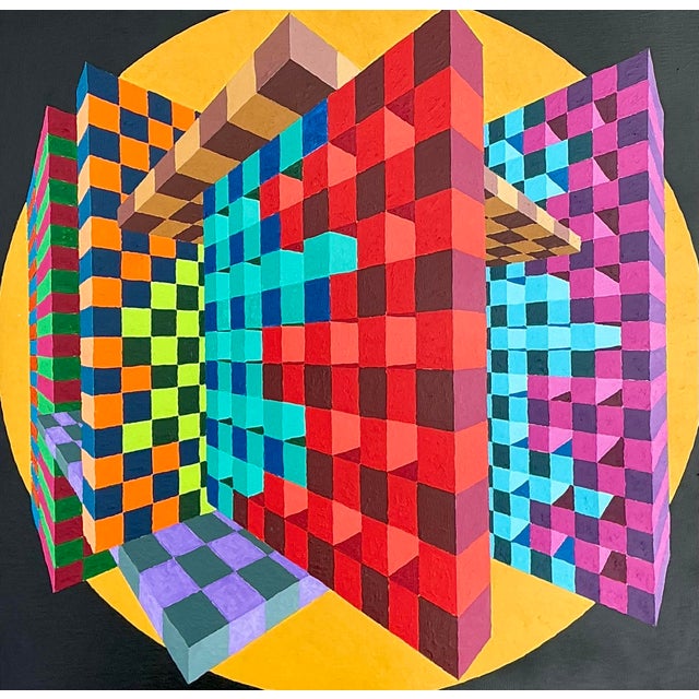 Vintage Postmodern Original Oil Painting on Canvas For Sale In West Palm - Image 6 of 12