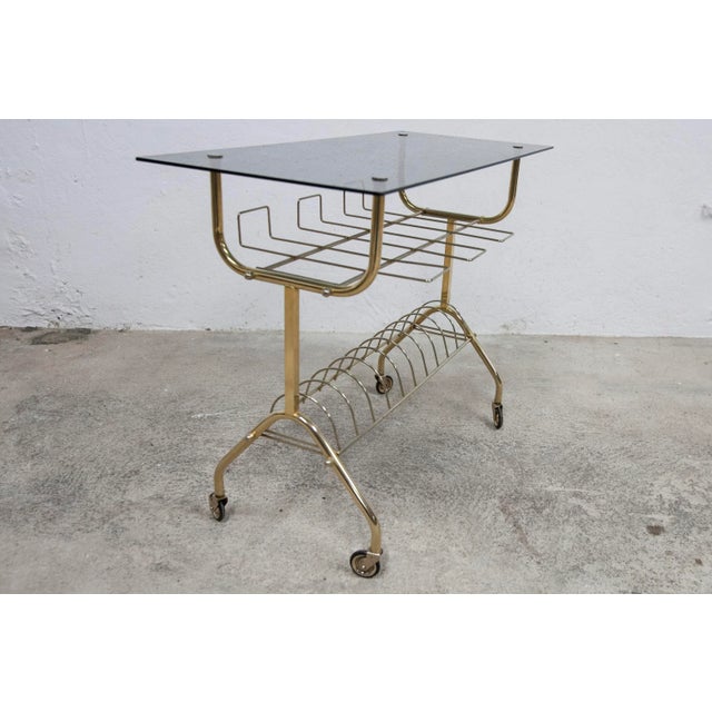Vinyl Furniture Trolley with Wheels and Smoked Glass, 1970 For Sale - Image 3 of 11