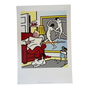 1990s Roy Lichtenstein, Tintin Reading Exhibition Poster