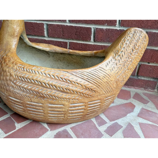 Midcentury Folk Art Terracotta Fiberglass Chicken Hen Planter Pot For Sale - Image 4 of 12