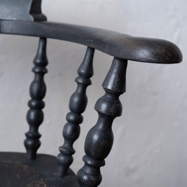 Captain's Chair in Black, c.1880 For Sale - Image 9 of 18