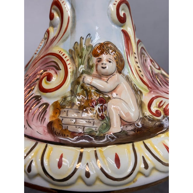 White Capodimonte Italian Hand Painted Porcelain Urn For Sale - Image 8 of 12
