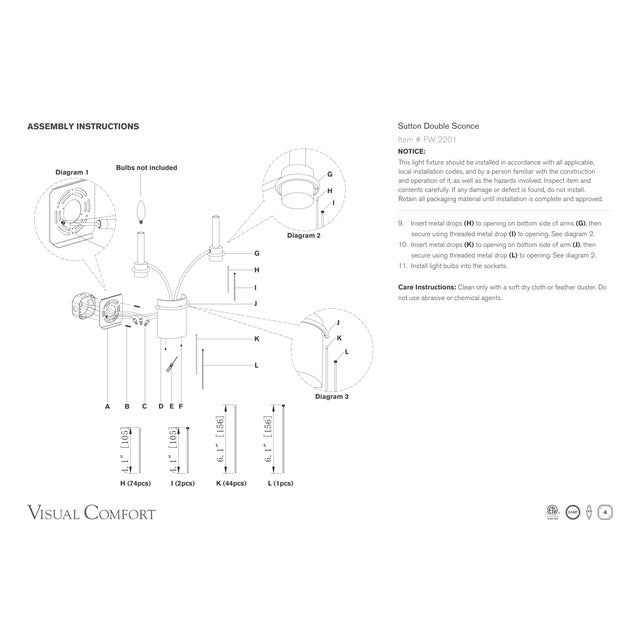 Metal Fisher Weisman for Visual Comfort Signature Sutton Double Sconce in Bronze For Sale - Image 7 of 7