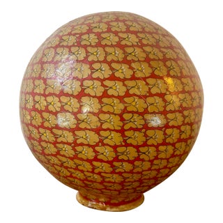 Antique Hand Painted Camel Bladder Lamp Shade Diffuser Folk Art c.1900 For Sale