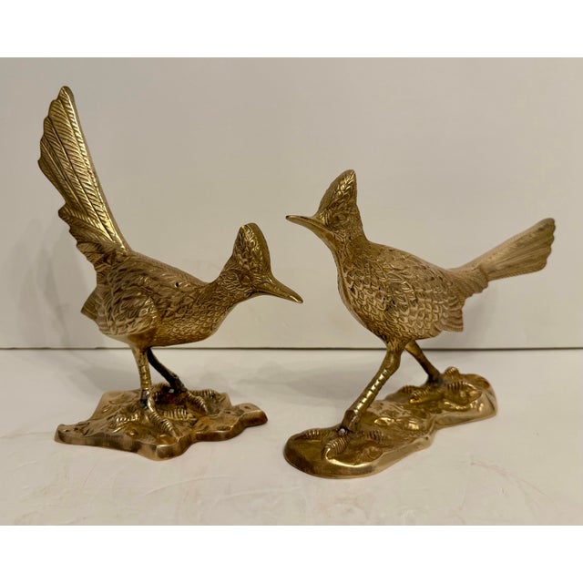 Vintage Hollywood Regency Brass Roadrunner Bird Sculpture For Sale - Image 12 of 12