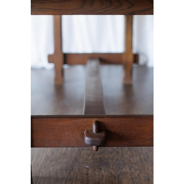 1950s 1950s Mid Century Dining Table With Linear Veneer Pattern For Sale - Image 5 of 15