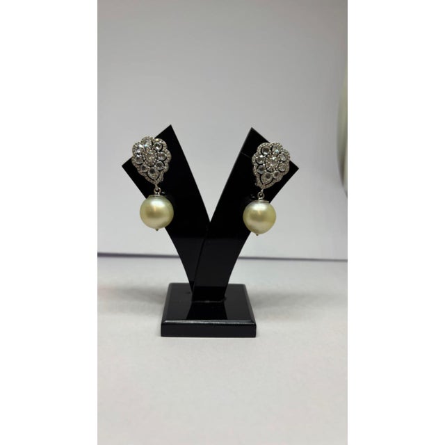 Natural Pearl 33.40cts & Diamond 1.83cts Earring in 14k Gold For Sale In New York - Image 6 of 8