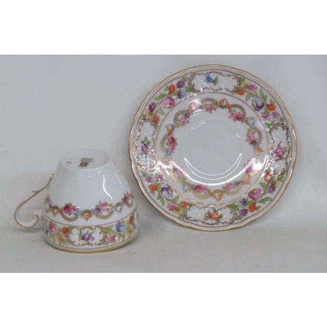 Arzberg Schumann Arzberg Germany Bone China Flowers Tea Cup and Saucer Set 4650b For Sale - Image 4 of 12