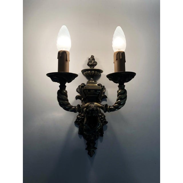 Pair of satyr wall lights in bronze napoleon iii 19th century magnificent pair of sconces with two lights or sconces in...
