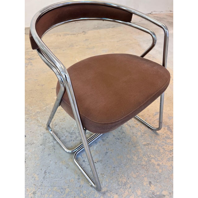 Upholstered Chairs in Chrome with Brown Velour, Set of 4 For Sale - Image 4 of 10