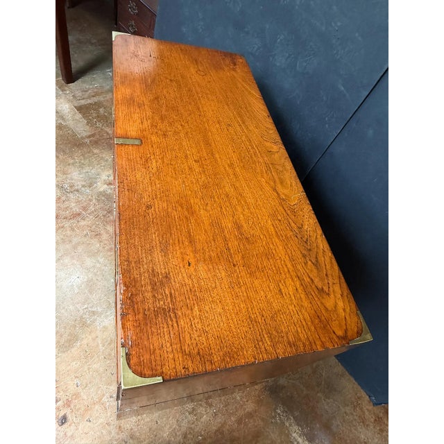 British Military Officer's Campaign Chest or Dresser of Brass-Bound Teak For Sale - Image 9 of 14