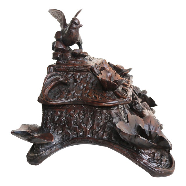 19th Century Black Forest Swiss Two Tier Jewelry Box with Fox and Bird, 1880 For Sale