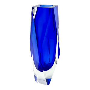 1970s Mandruzzato Murano Faceted Sommerso Vase – Italian Cobalt Blue Art Glass
