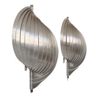 Vintage Metal Wall Lights by Henri Mathieu, France, 1970, Set of 2 For Sale