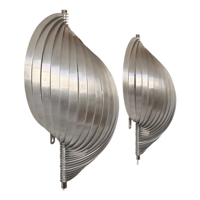 Vintage Metal Wall Lights by Henri Mathieu, France, 1970, Set of 2 For Sale