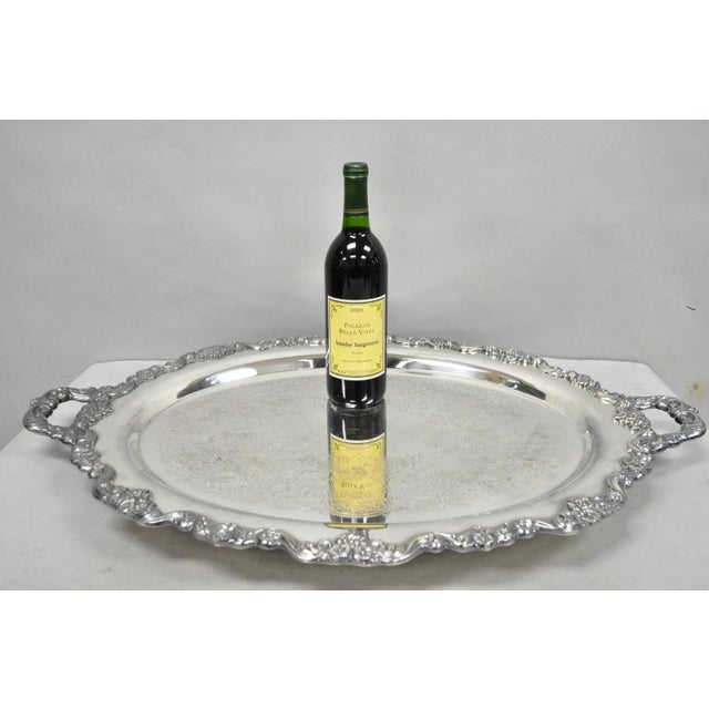 Vintage Poole 400 Lancaster Rose Silver Plated Bar Serving Platter Tray Raised on Feet. Circa Mid 20th Century....