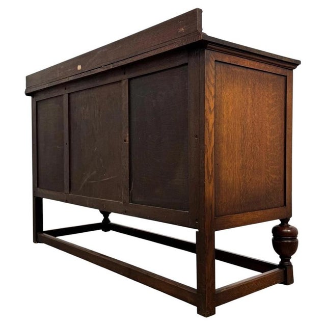 Early 20th Century Antique English Jacobean Oak Sideboard For Sale - Image 9 of 14