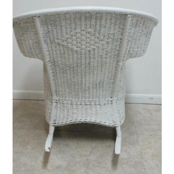 Antique Art Deco Wicker Patio Living Room Arm Chair Rocker Rocking Chair For Sale - Image 12 of 13
