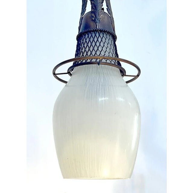 Dutch Pendant in Bronze with Brass and Glass, 1900s For Sale - Image 3 of 7