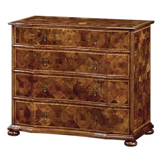 English Oyster Veneer Chest of Drawers – William and Mary Style For Sale