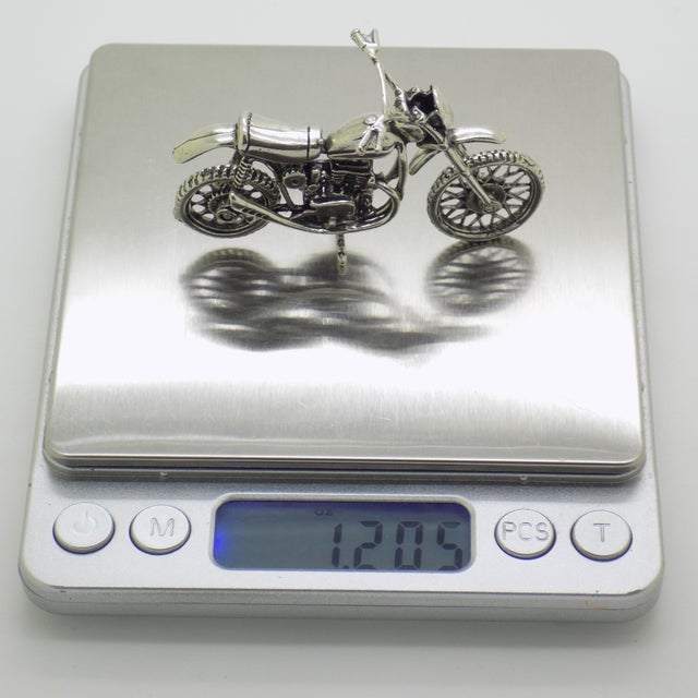 Vintage Italian Silver 800 Motorcycle Figurine, 1980s For Sale - Image 9 of 11