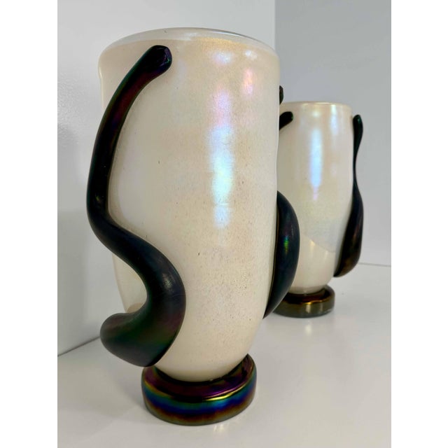 2000 - 2009 Murano Black and White Glass Vases by Cenedese, 2000s, Set of 2 For Sale - Image 5 of 11