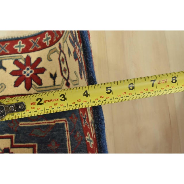 Kazak Rug 3’11” X 5’11” Blue Wool Tribal Hand-Knotted Oriental Carpet For Sale - Image 10 of 12