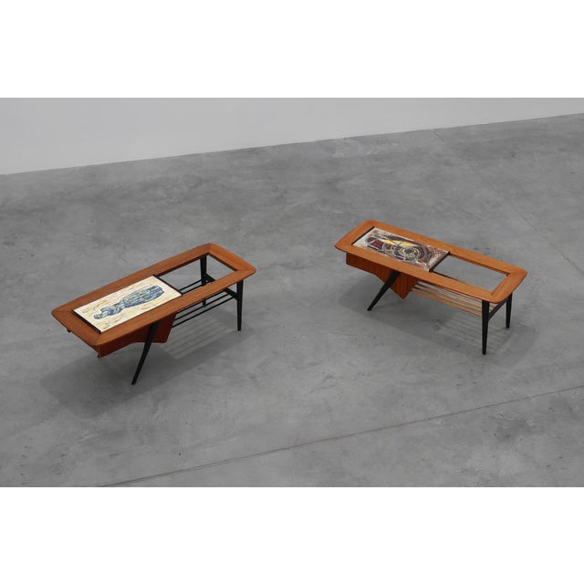 Model 210 Coffee Tables in Teak with Ceramic Tiles by Alfred Hendrickx for Belform, 1950s, Set of 2 For Sale - Image 13 of 18