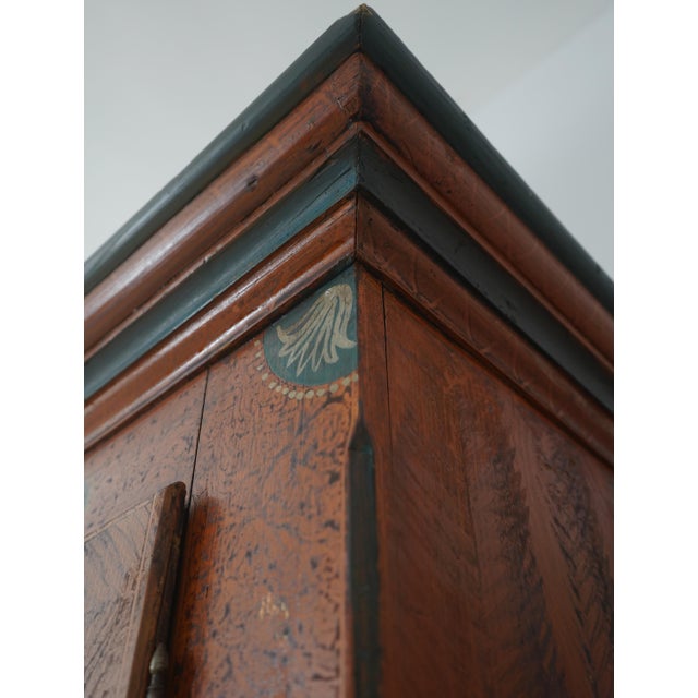 Brown Pennsylvania Dutch Paint Decorated 1 Door Case Cupboard For Sale - Image 8 of 18