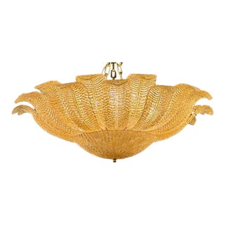 Modern Murano Granola Gold Flush Mount Chandelier For Sale