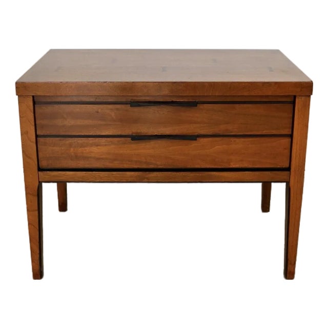 1960’s Mid-Century Modern Walnut & Rosewood Tuxedo Nightstand For Sale