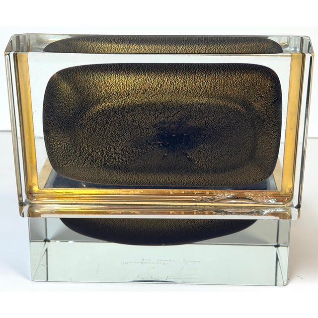 Metal Signed Alessandro Mandruzzato for Design Guild Murano Sommerso Faceted Glass Box For Sale - Image 7 of 18
