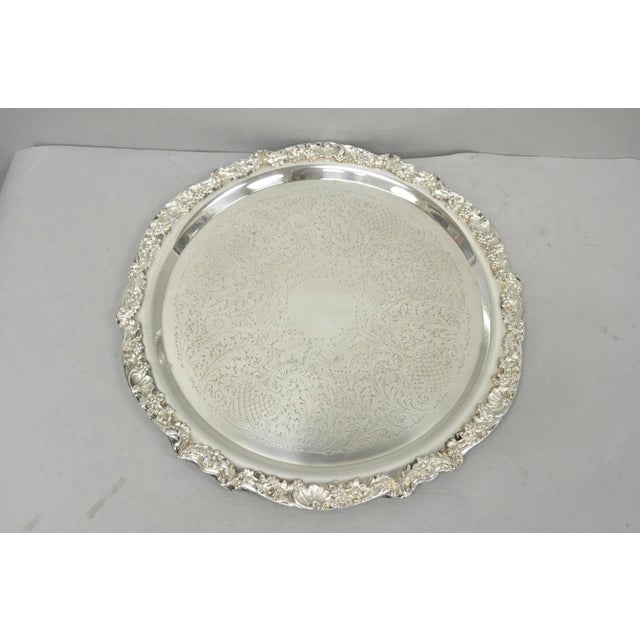 Vintage Fb Rogers 5614 Victorian Silver Plated Punchbowl W/ Round Tray, 2 Pc Set For Sale - Image 11 of 17