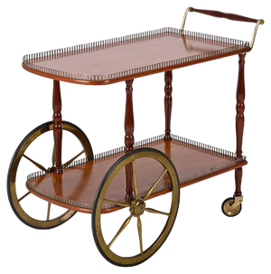 Mid-Century Italian Mahogany and Brass Serving Bar Cart, 1960s