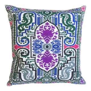 Swati Embroidered Pillow 16" X 16" For Sale
