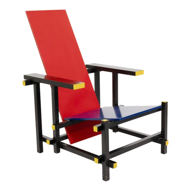 Red and Blue Chair by Gerrit Rietveld for Cassina For Sale